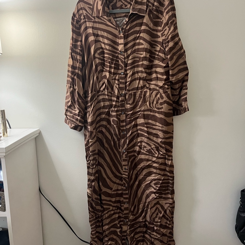 Chic Zebra J Mclaughlin Paloma Silk-Blend Button-Up Dress